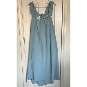 Moodie Swing Sleeveless Ruffle Midi Dress Size‎ Large in Blue Back Tie j2